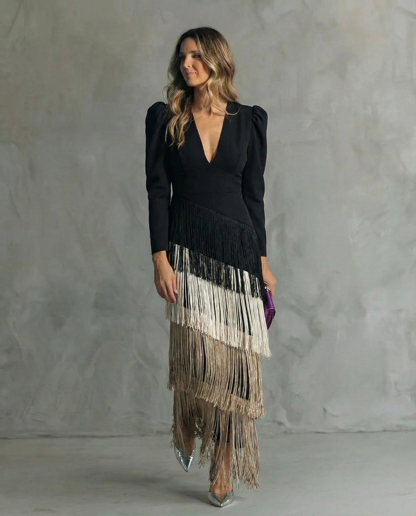 Clara™ · Vestido elegante con mangas de flecos