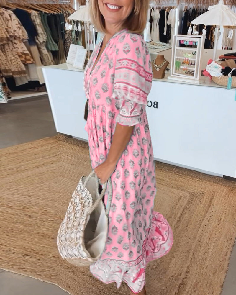Peyton – Vestido bohemio de manga larga tipo farol