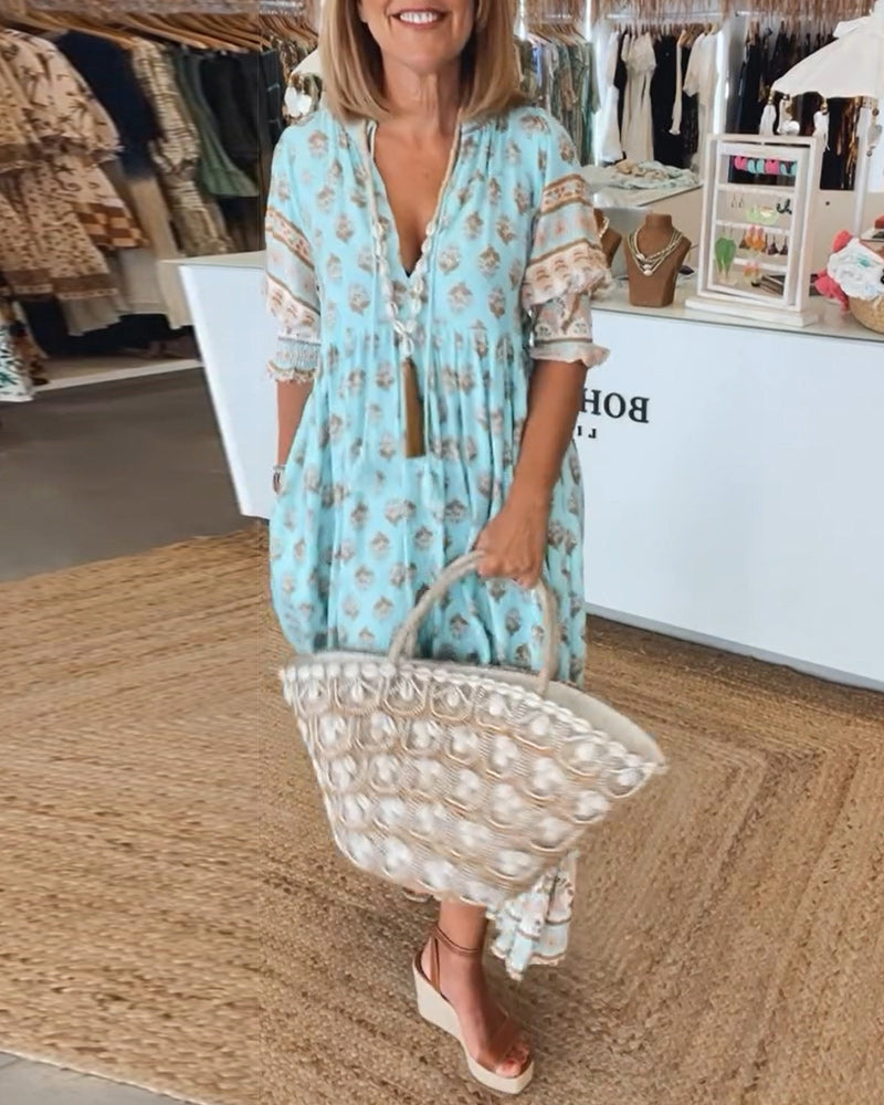 Peyton – Vestido bohemio de manga larga tipo farol