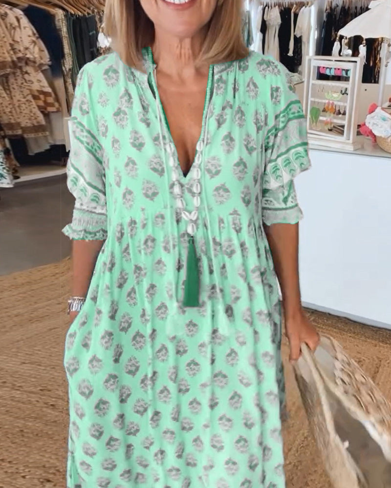 Peyton – Vestido bohemio de manga larga tipo farol