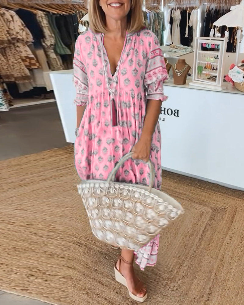 Peyton – Vestido bohemio de manga larga tipo farol