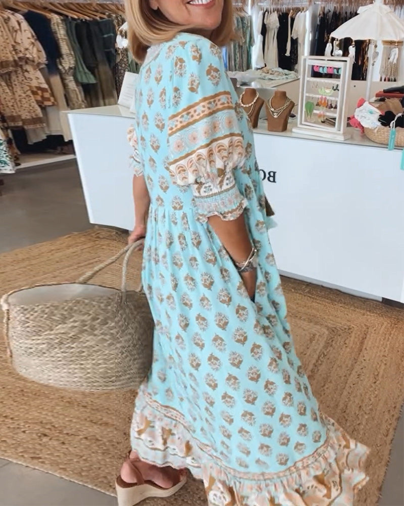 Peyton – Vestido bohemio de manga larga tipo farol