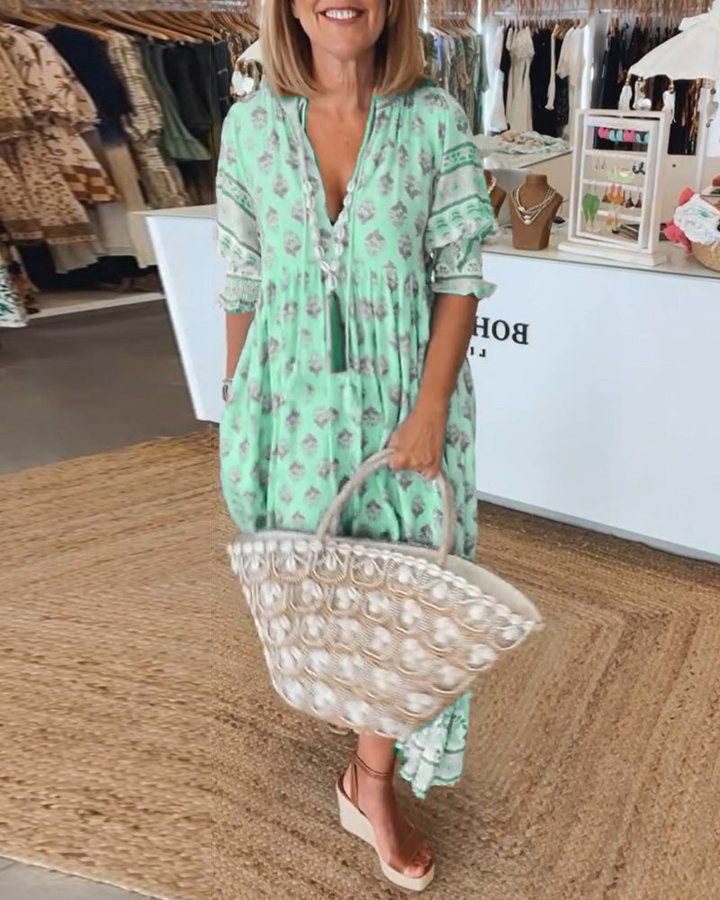 Peyton – Vestido bohemio de manga larga tipo farol