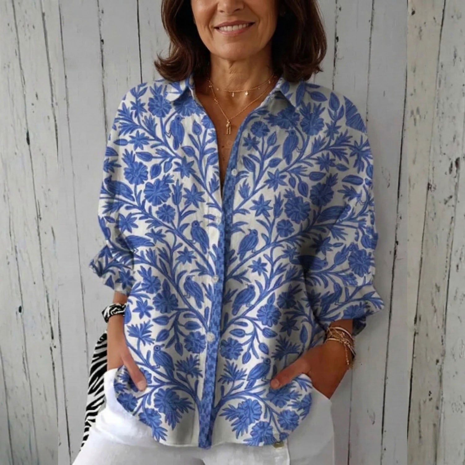 Isabella | Blusa de Jardín Azul